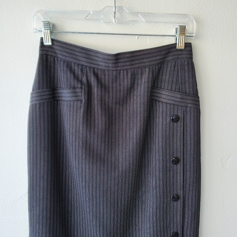 Vintage Maxi Skirt Women's 8 Black Gray And White Pinstripe
